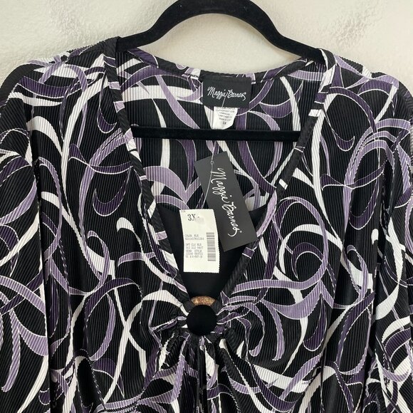 Maggie Barnes Womens Plus 3X Black Purple Abstract Pattern Blouse Top Blouse - Picture 9 of 12
